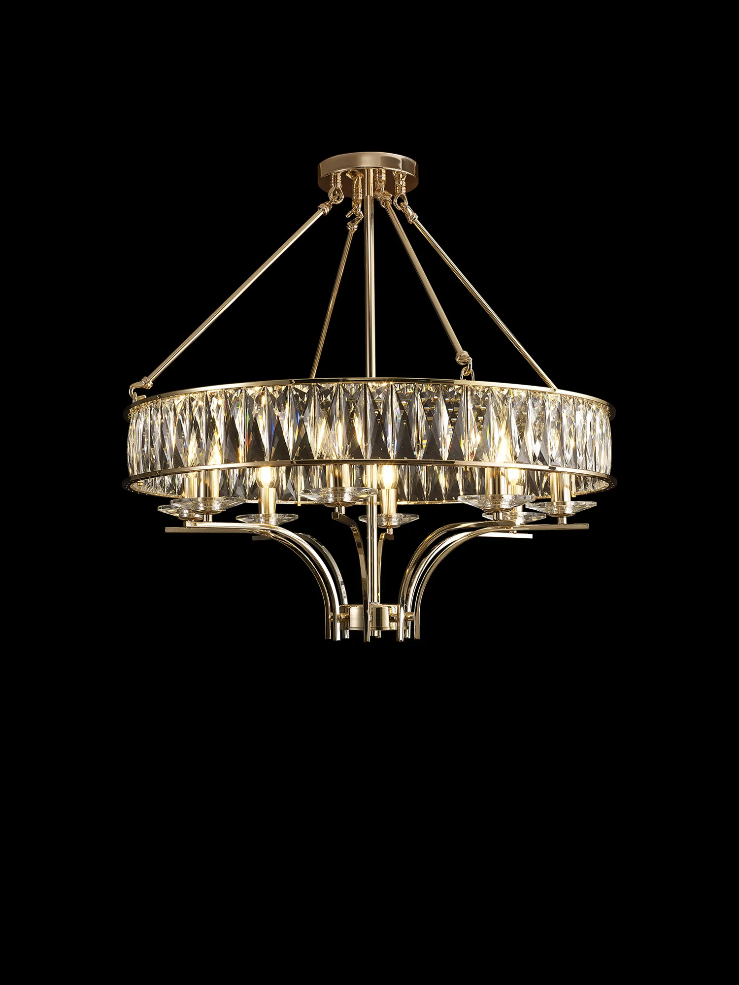 Vivienne Crystal Pendant/Semi Ceiling 8 Light French Gold IL31826  Diyas Vivienne French Gold